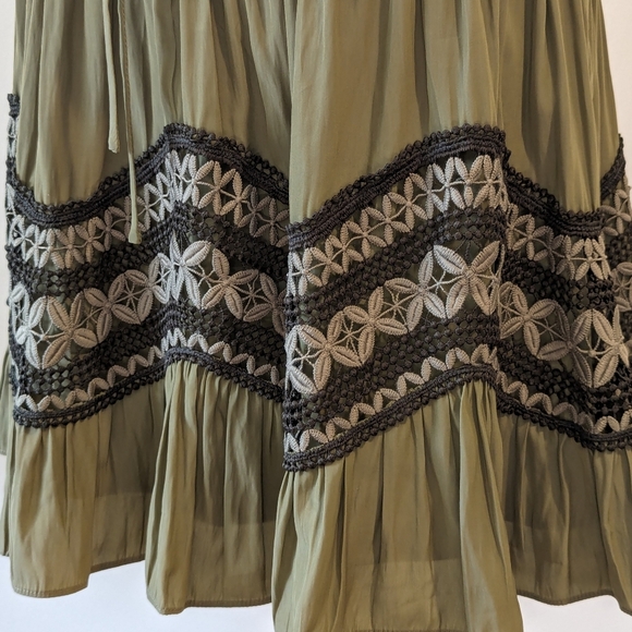 Ramy Brook Isra Mini Dress Sleeveless Deep V Neck Crochet Detail Clover XL NWT - Picture 12 of 16